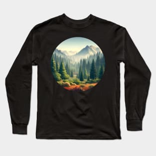 Low Poly Pine Forest Long Sleeve T-Shirt